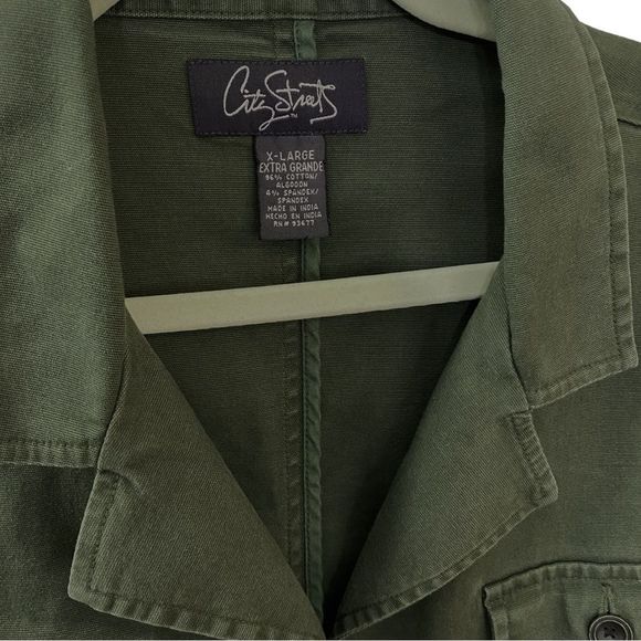 City Streets Olive Green Modern Lightweight Buttoned Utility Jacket Trendy Coat - Picture 10 of 10